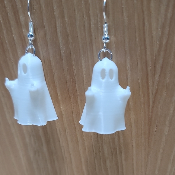 White Ghost Earrings - Picture 3 of 3